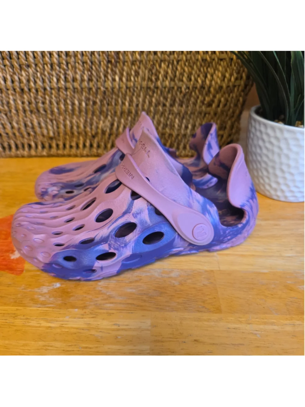 Merrell Hydro Moc Water Clog Sandals Pink Purple Marble Kids Girls Shoes Sz 2Y